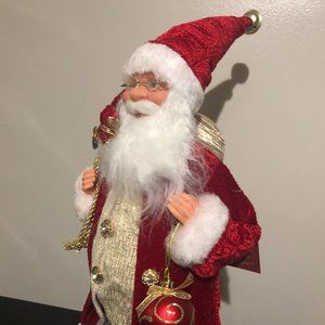 18-Inch Standing Curly Beard Santa Christmas Figure with Presents